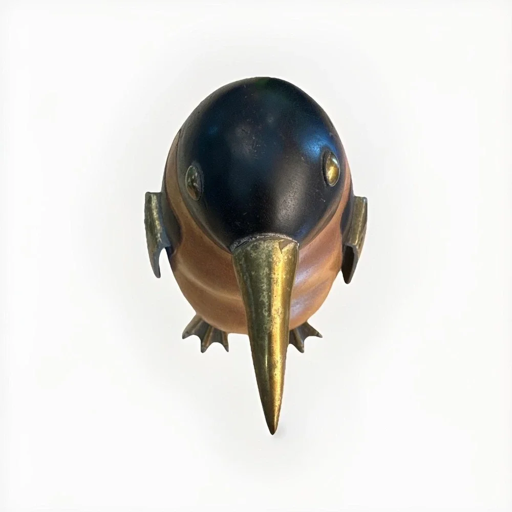 Penguin Sculpture Brass And Wood Frederick Cooper. MCM Art Figurine Bird Vtg 11